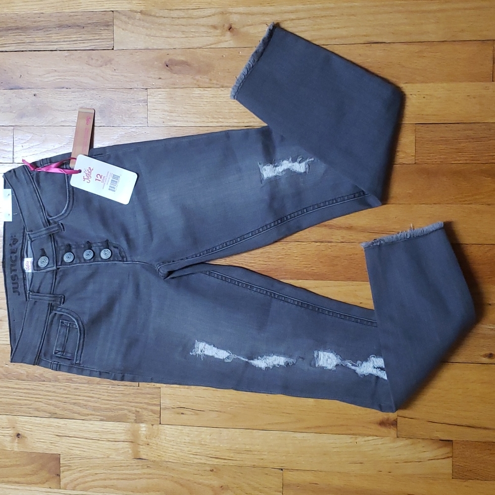 Justice Denim Jean Gray Jeggings Girl's size 12 Slim NWT